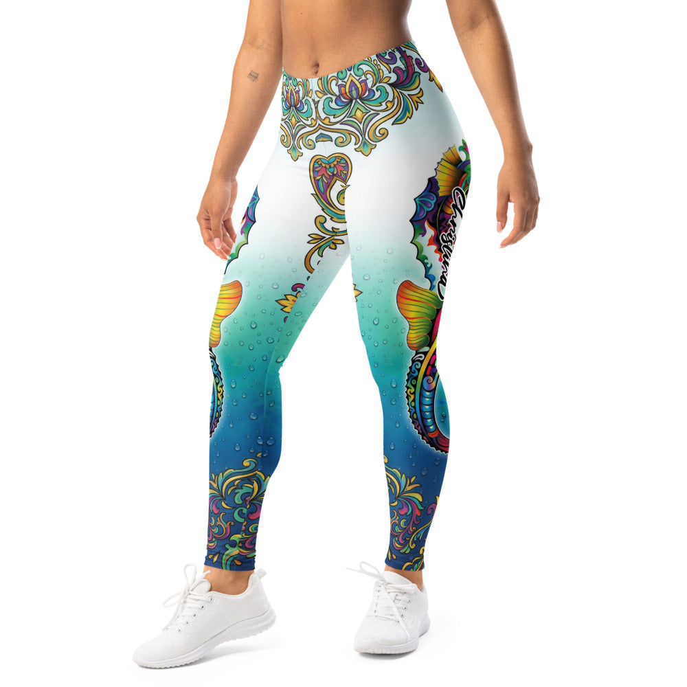Personalisierte Damen Sportleggings Mandala Ornament Muster Türkis Blau Fitness Yoga Hose M254
