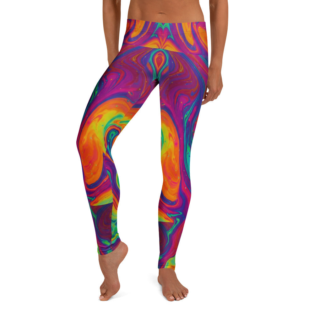 Personalisierte Damen Sportleggings Psychedelisches Muster Bunt Fitness Leggings Yoga Hose Abstrakt Marmoriert C630
