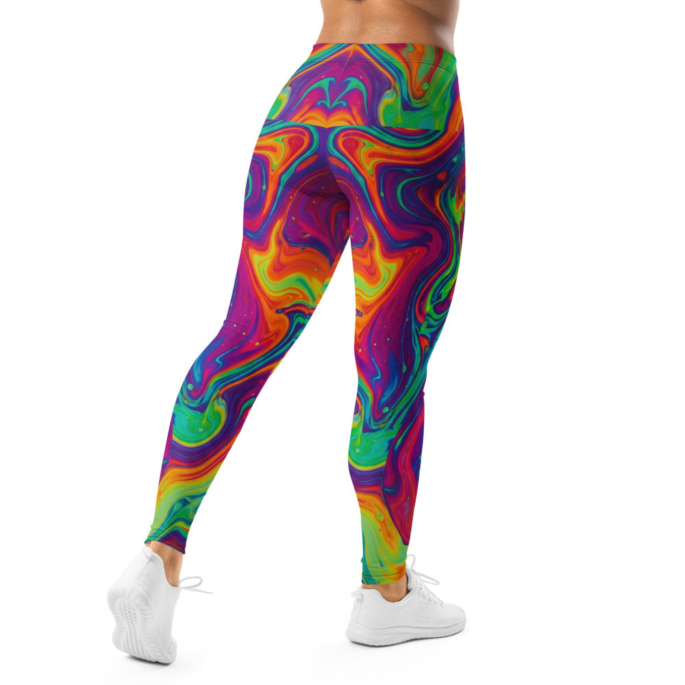 Personalisierte Damen Sportleggings Psychedelisches Muster Bunt Fitness Leggings Yoga Hose Abstrakt Marmoriert C630