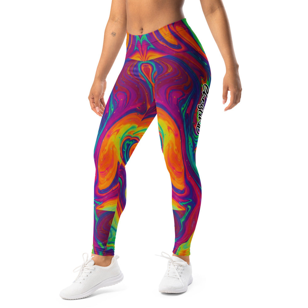 Personalisierte Damen Sportleggings Psychedelisches Muster Bunt Fitness Leggings Yoga Hose Abstrakt Marmoriert C630