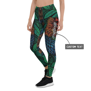 Personalisierte Sportleggings Damen Tropenmuster Dschungel Design Grün Bunt Yoga Fitness Leggings L436 - XL