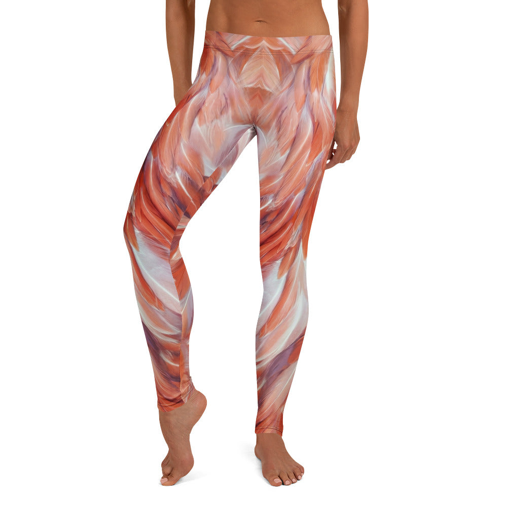 Personalisierte Damen Sportleggings Feder-Muster Orange Pfirsich Fitness Leggings Yoga Hose P930