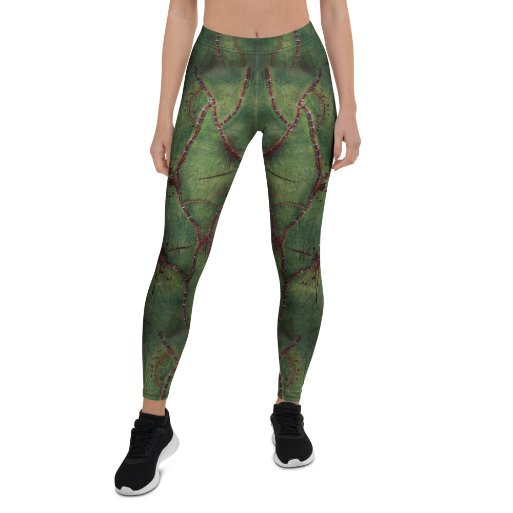 Personalisierte Damen Sportleggings Zombie Design Grün Horror Monster Fitness Leggings Halloween Yoga Hose L935