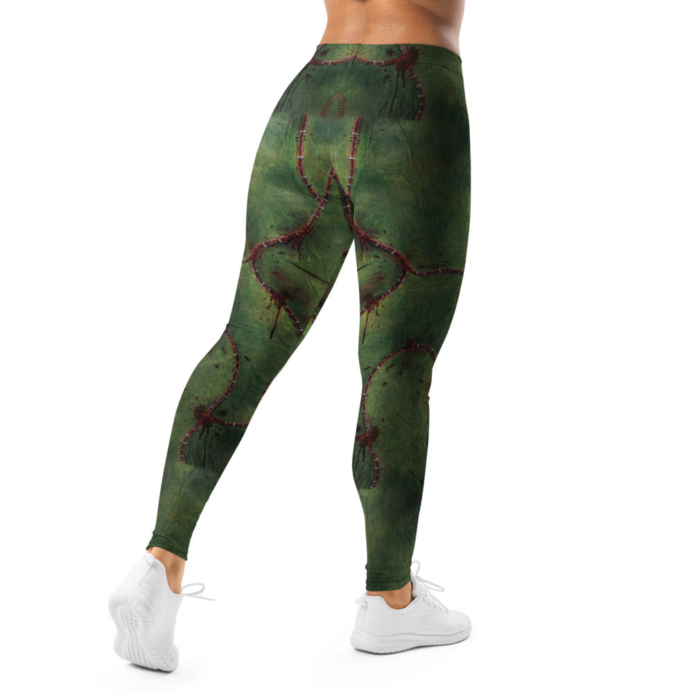 Personalisierte Damen Sportleggings Zombie Design Grün Horror Monster Fitness Leggings Halloween Yoga Hose L935