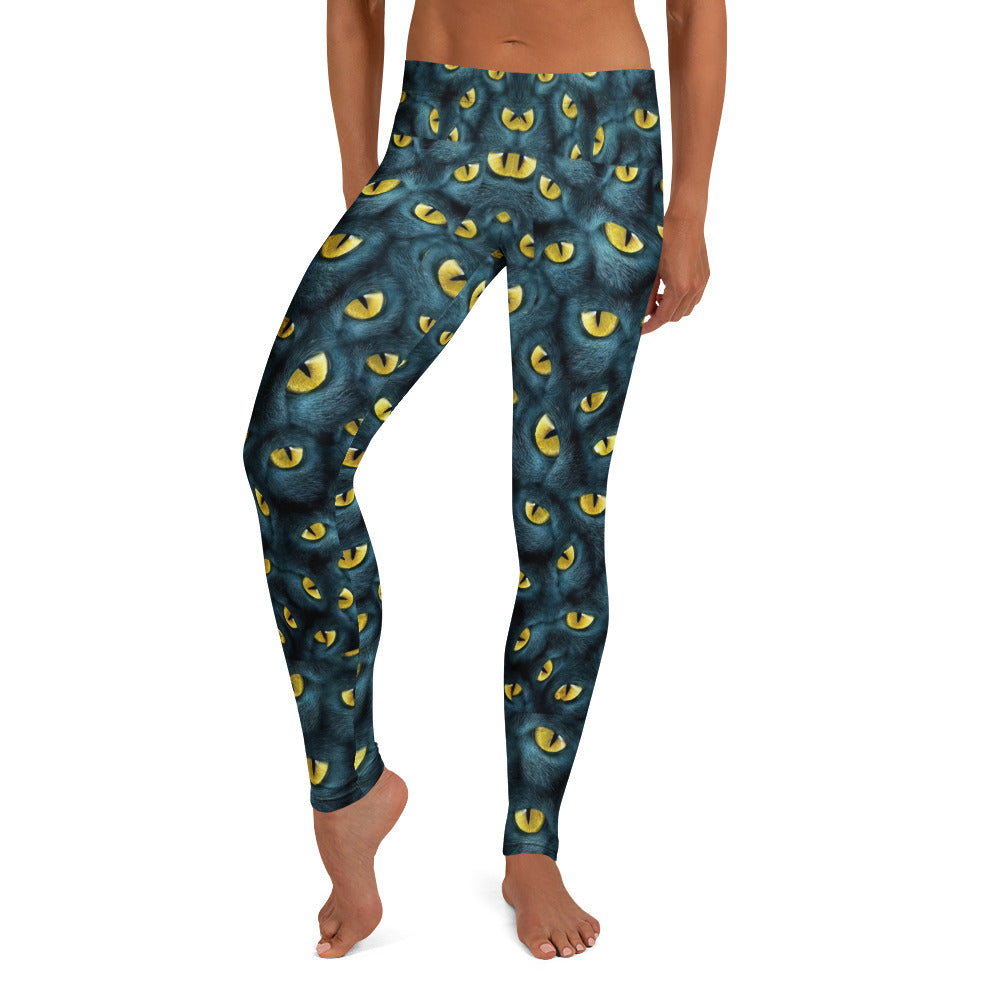 Personalisierte Damen Sportleggings Katzenaugen Design Schwarz Gelb Fitness Yoga Leggings S691