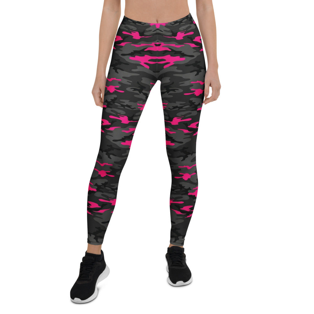 Personalisierte Damen Sportleggings Camouflage Pink Schwarz Fitness Leggings Yoga Hose M873