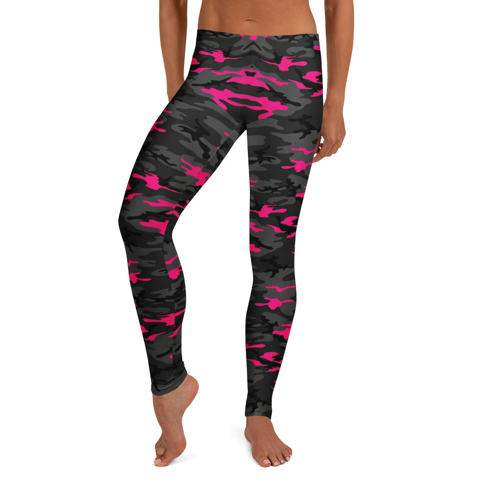 Personalisierte Damen Sportleggings Camouflage Pink Schwarz Fitness Leggings Yoga Hose M873