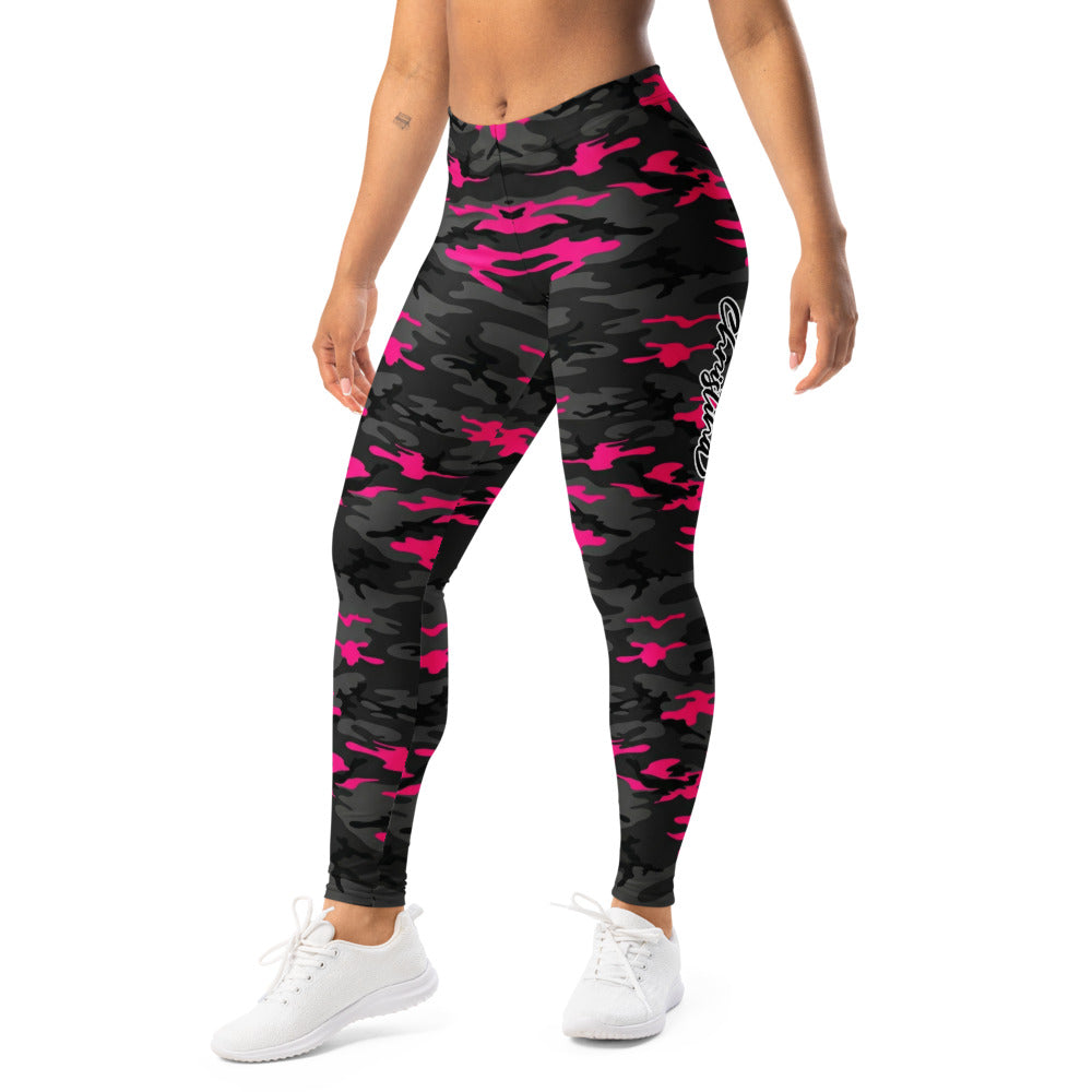 Personalisierte Damen Sportleggings Camouflage Pink Schwarz Fitness Leggings Yoga Hose M873