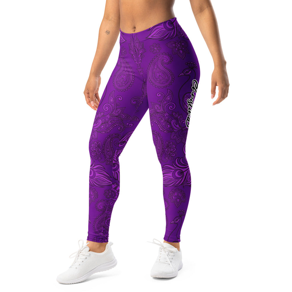 Personalisierte Damen Sportleggings Lila Paisley Muster Yoga Fitness Leggings Ornament Design I878