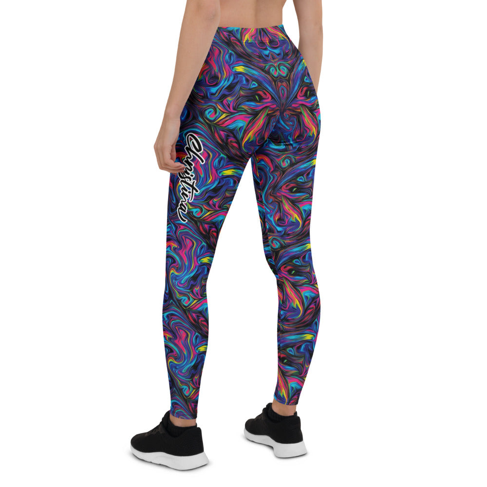 Personalisierte Damen Sportleggings Abstraktes Muster Bunt Psychedelisch Fitness Leggings Yoga Tights I967