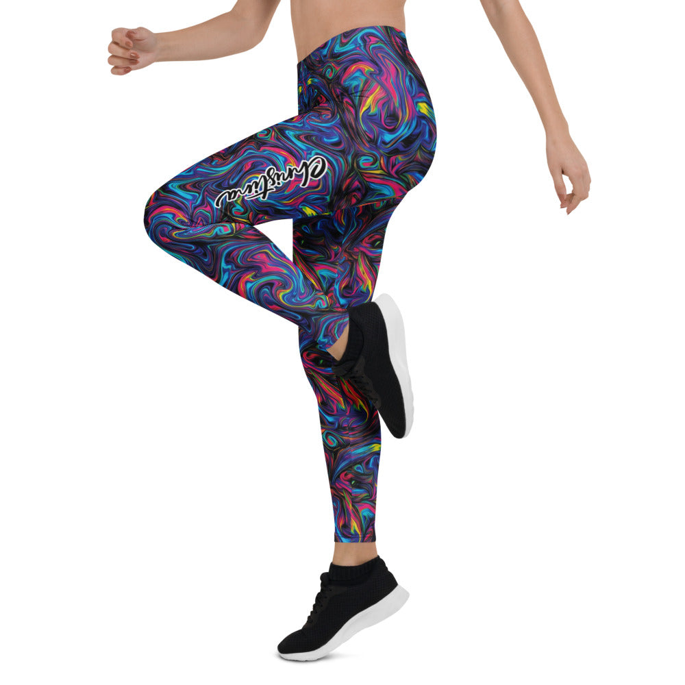 Personalisierte Damen Sportleggings Abstraktes Muster Bunt Psychedelisch Fitness Leggings Yoga Tights I967