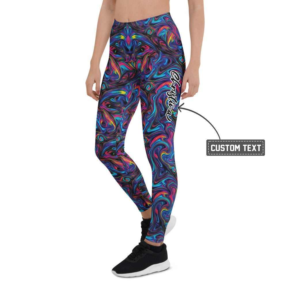 Personalisierte Damen Sportleggings Abstraktes Muster Bunt Psychedelisch Fitness Leggings Yoga Tights I967 - XL