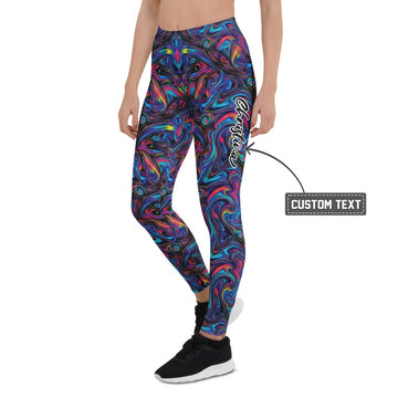 Personalisierte Damen Sportleggings Abstraktes Muster Bunt Psychedelisch Fitness Leggings Yoga Tights I967 - XL