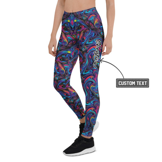 Personalisierte Damen Sportleggings Abstraktes Muster Bunt Psychedelisch Fitness Leggings Yoga Tights I967 - XL