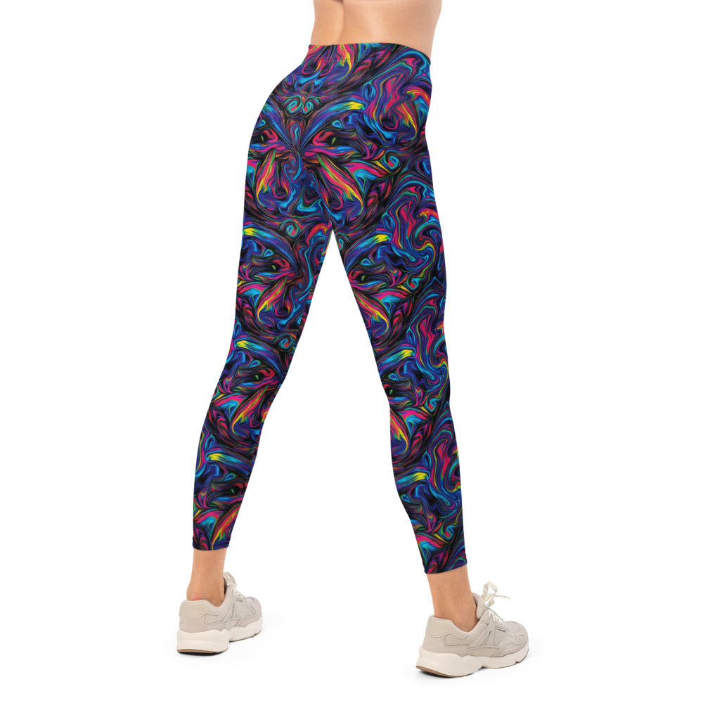 Personalisierte Damen Sportleggings Abstraktes Muster Bunt Psychedelisch Fitness Leggings Yoga Tights I967