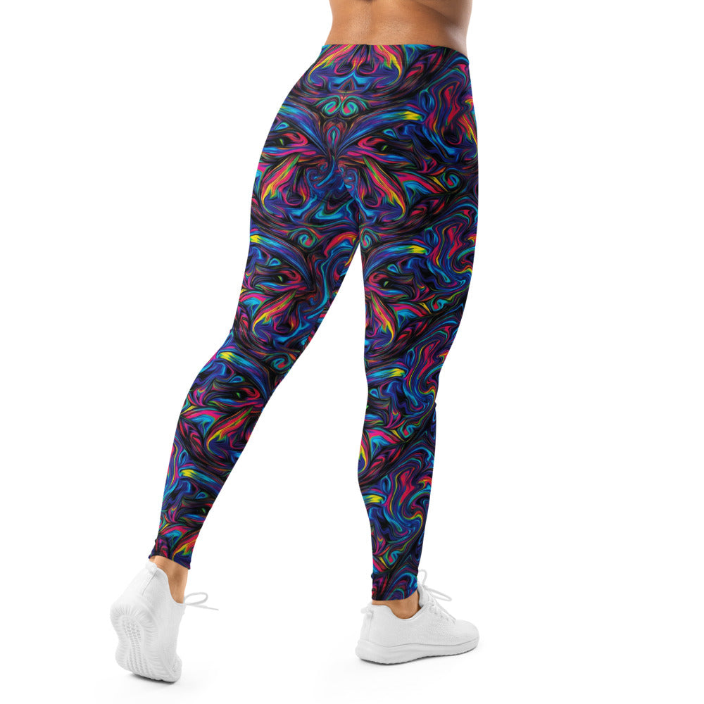 Personalisierte Damen Sportleggings Abstraktes Muster Bunt Psychedelisch Fitness Leggings Yoga Tights I967