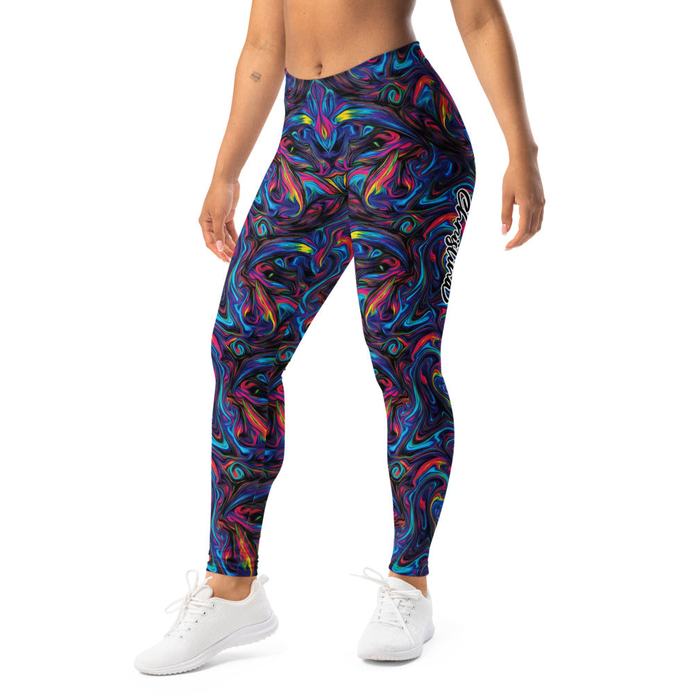 Personalisierte Damen Sportleggings Abstraktes Muster Bunt Psychedelisch Fitness Leggings Yoga Tights I967