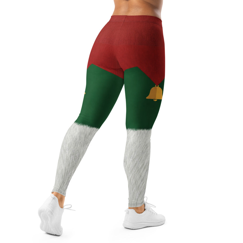 Personalisierte Damen Sportleggings Weihnachten Rot Grün Weiß Fitnesshose Christmas Design Fell-Optik D736
