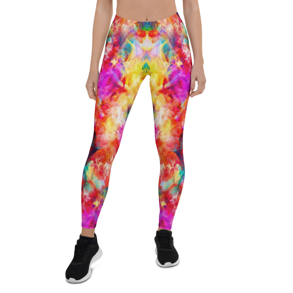 Personalisierte Sportleggings Damen Bunt Abstraktes Rauch-Design Fitness Yoga Leggings Gemustert Z362