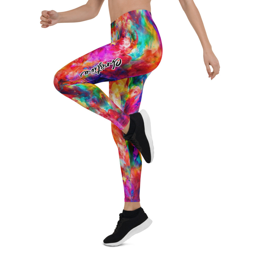 Personalisierte Sportleggings Damen Bunt Abstraktes Rauch-Design Fitness Yoga Leggings Gemustert Z362