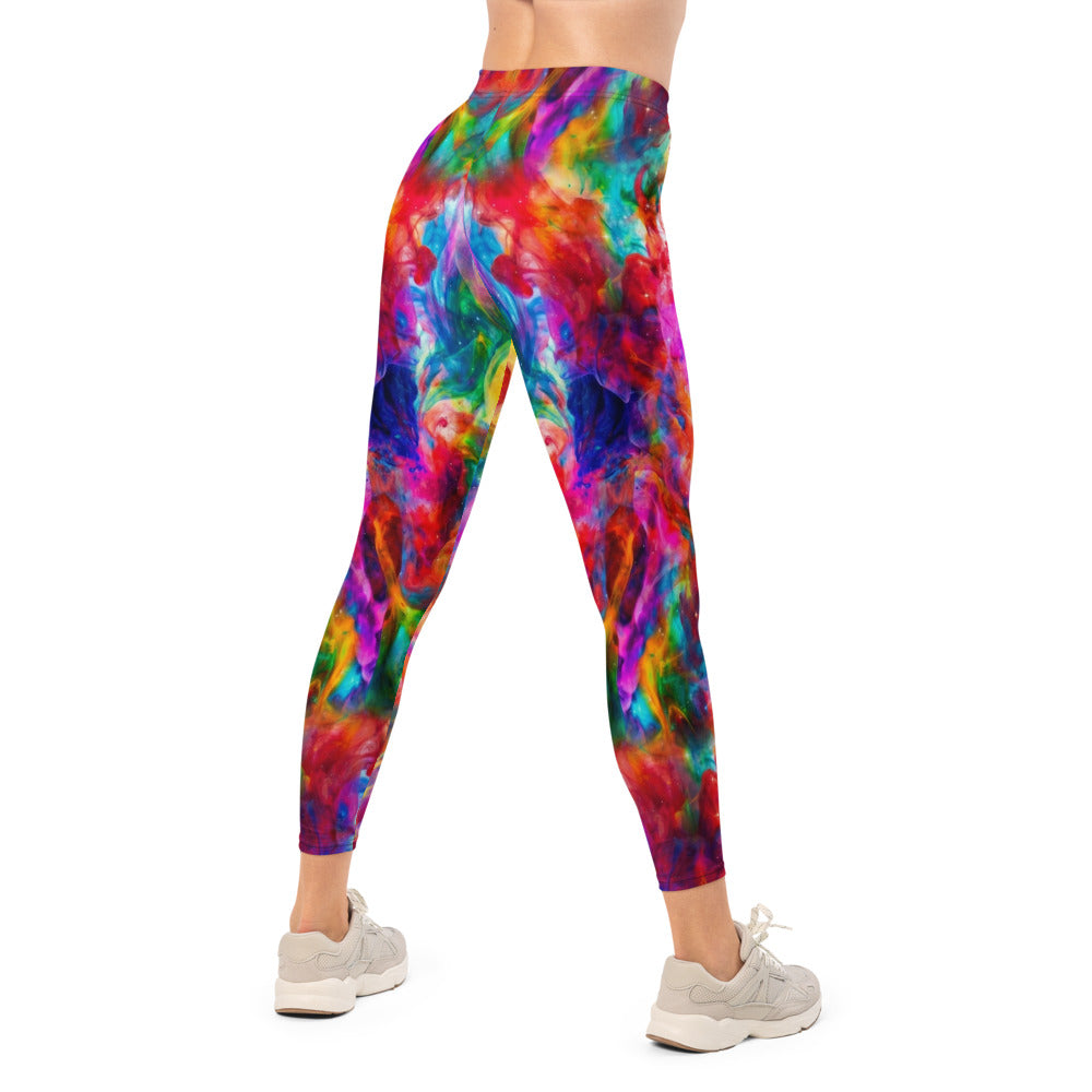 Personalisierte Sportleggings Damen Bunt Abstraktes Rauch-Design Fitness Yoga Leggings Gemustert Z362