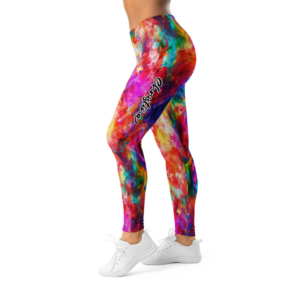 Personalisierte Sportleggings Damen Bunt Abstraktes Rauch-Design Fitness Yoga Leggings Gemustert Z362
