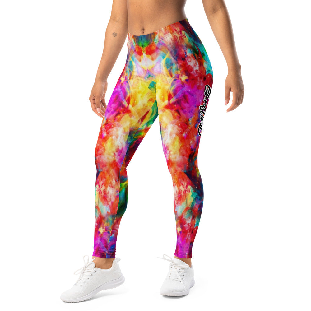 Personalisierte Sportleggings Damen Bunt Abstraktes Rauch-Design Fitness Yoga Leggings Gemustert Z362