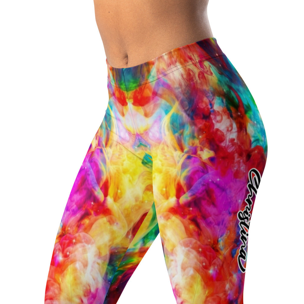 Personalisierte Sportleggings Damen Bunt Abstraktes Rauch-Design Fitness Yoga Leggings Gemustert Z362
