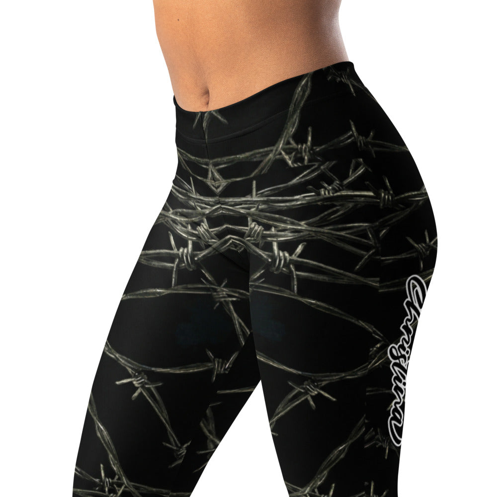 Personalisierte Damen Sportleggings Stacheldraht Design Schwarz Fitness Yoga Leggings Z103