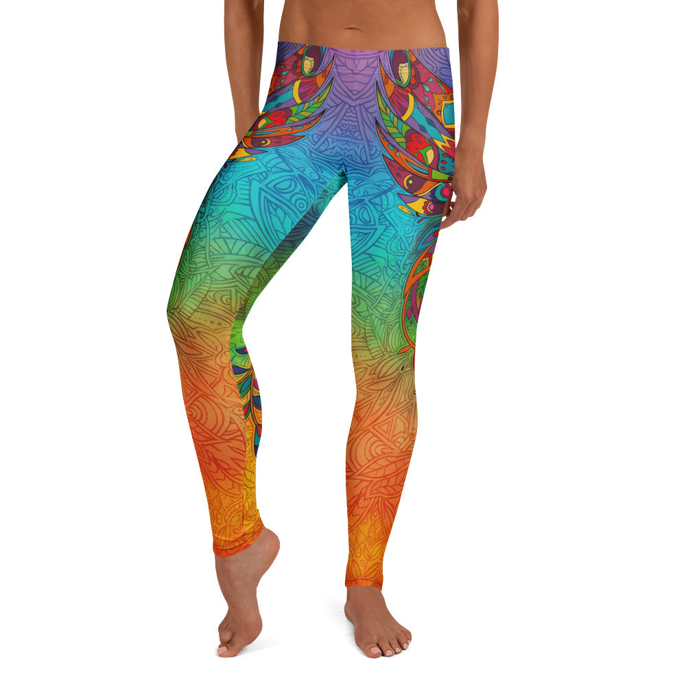 Personalisierte Damen Sportleggings Mandala Muster Bunt Regenbogen Yoga Leggings Fitnesshose A470