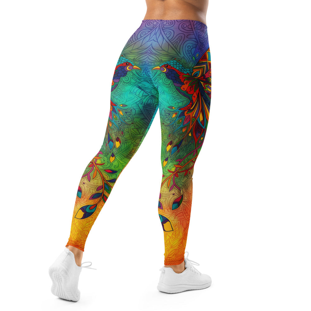 Personalisierte Damen Sportleggings Mandala Muster Bunt Regenbogen Yoga Leggings Fitnesshose A470
