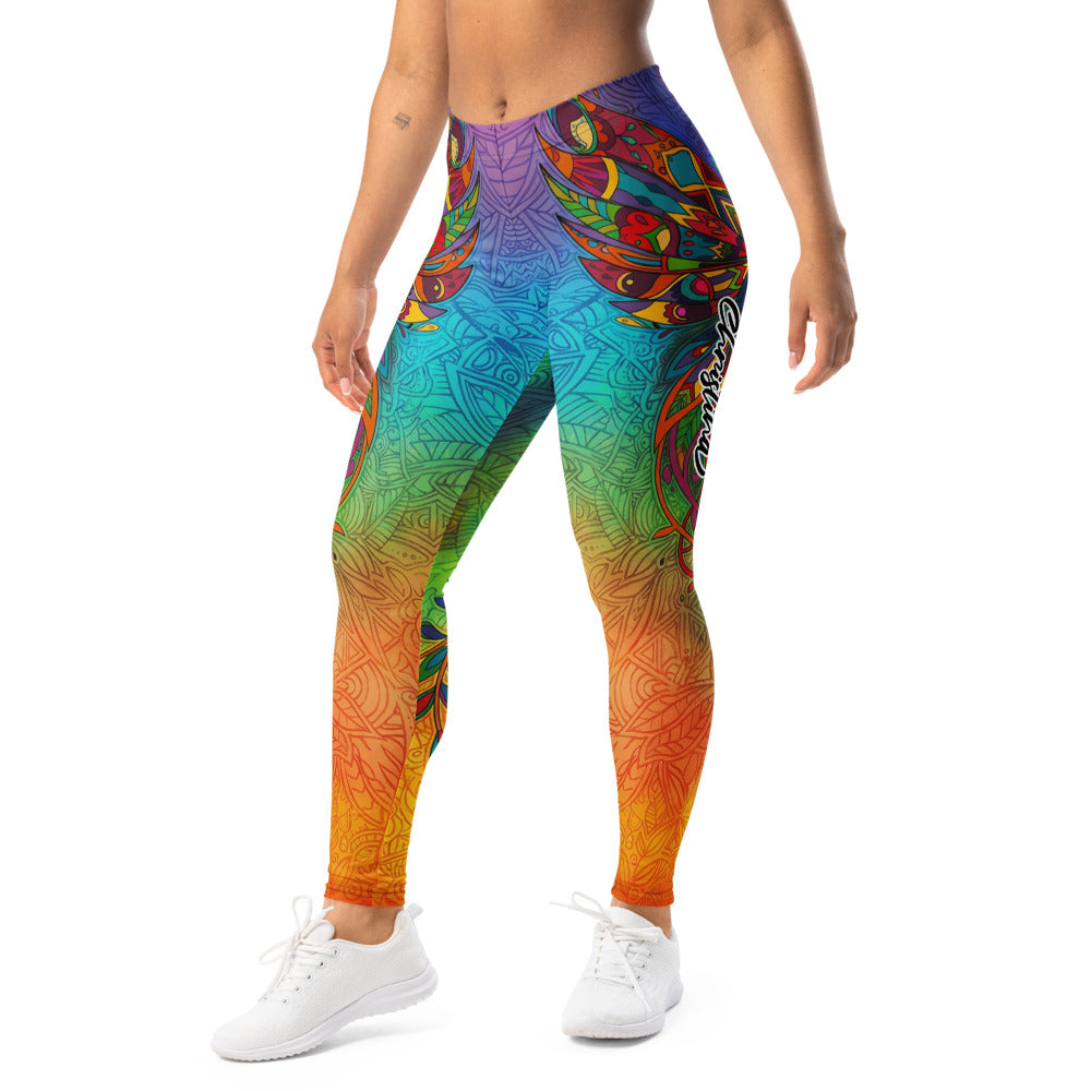 Personalisierte Damen Sportleggings Mandala Muster Bunt Regenbogen Yoga Leggings Fitnesshose A470
