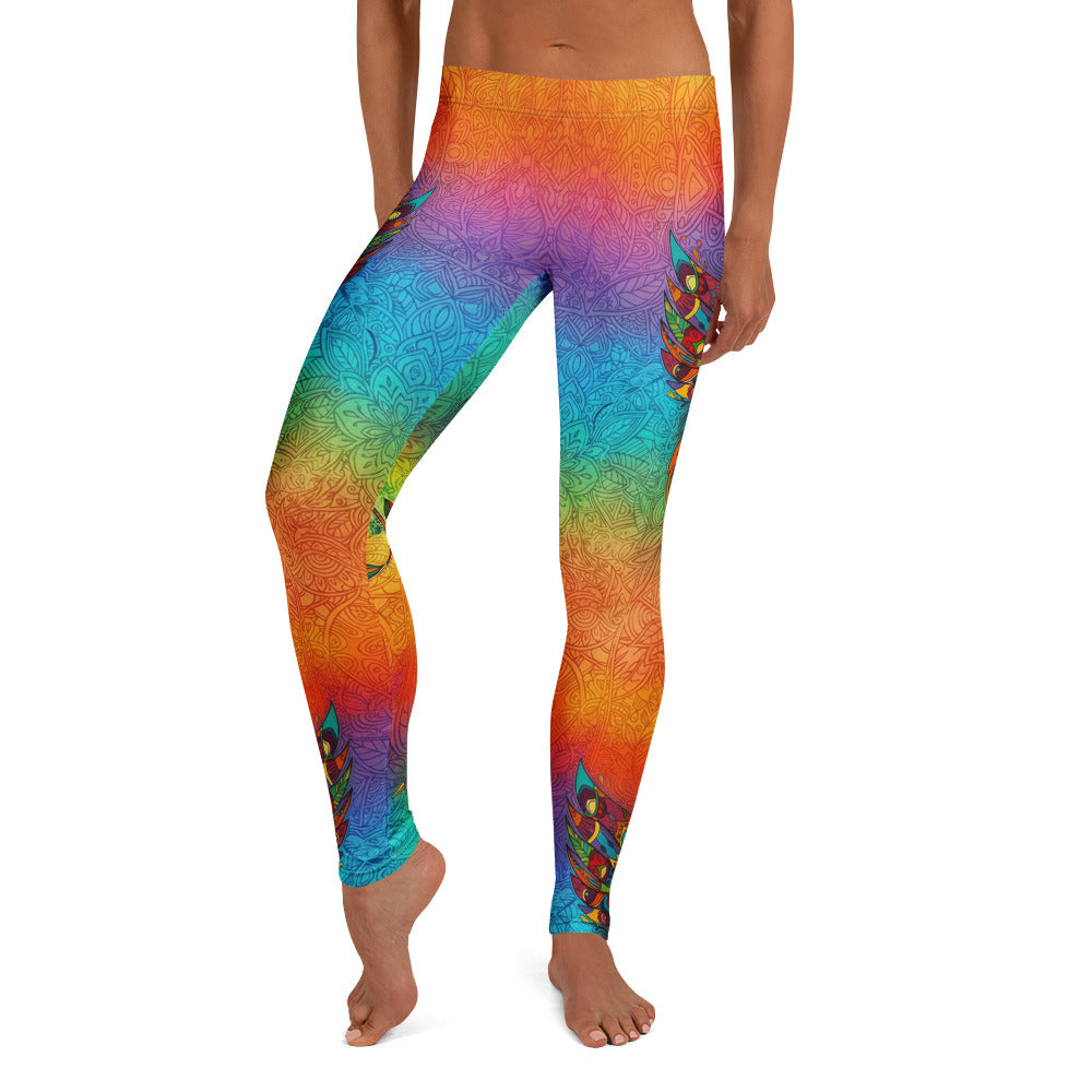 Personalisierte Damen Sportleggings Regenbogen Mandala Muster Bunt Yoga Fitness Leggings X549