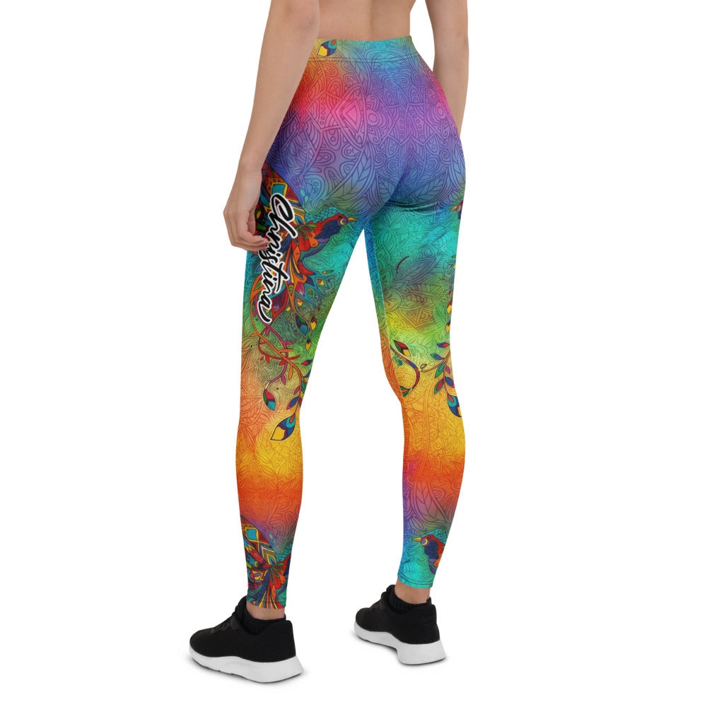 Personalisierte Damen Sportleggings Regenbogen Mandala Muster Bunt Yoga Fitness Leggings X549