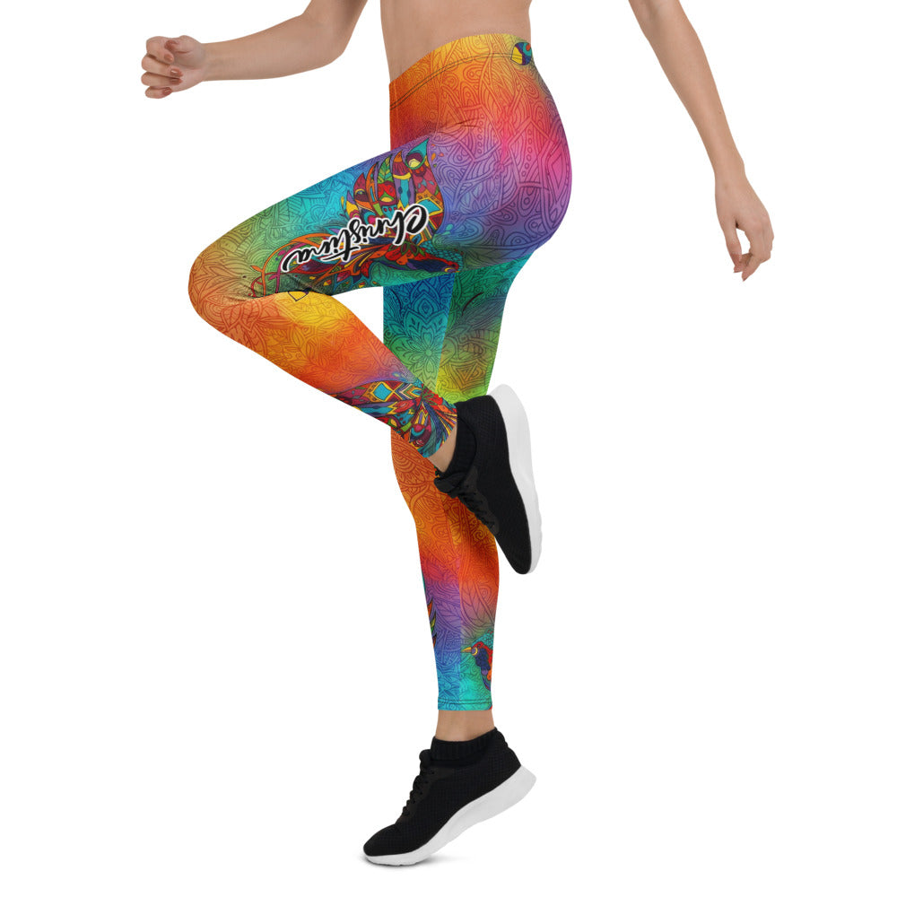 Personalisierte Damen Sportleggings Regenbogen Mandala Muster Bunt Yoga Fitness Leggings X549