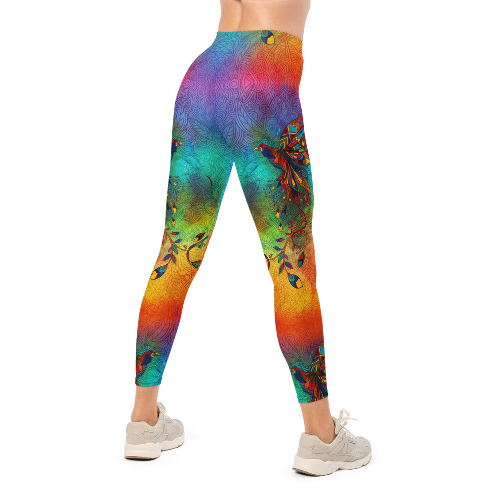 Personalisierte Damen Sportleggings Regenbogen Mandala Muster Bunt Yoga Fitness Leggings X549