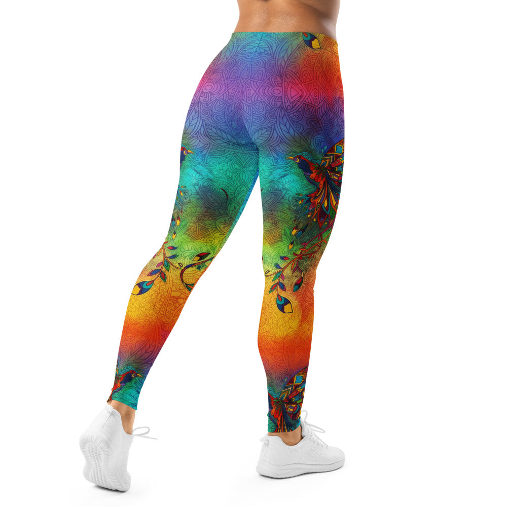 Personalisierte Damen Sportleggings Regenbogen Mandala Muster Bunt Yoga Fitness Leggings X549