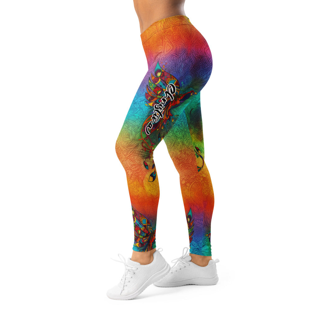 Personalisierte Damen Sportleggings Regenbogen Mandala Muster Bunt Yoga Fitness Leggings X549