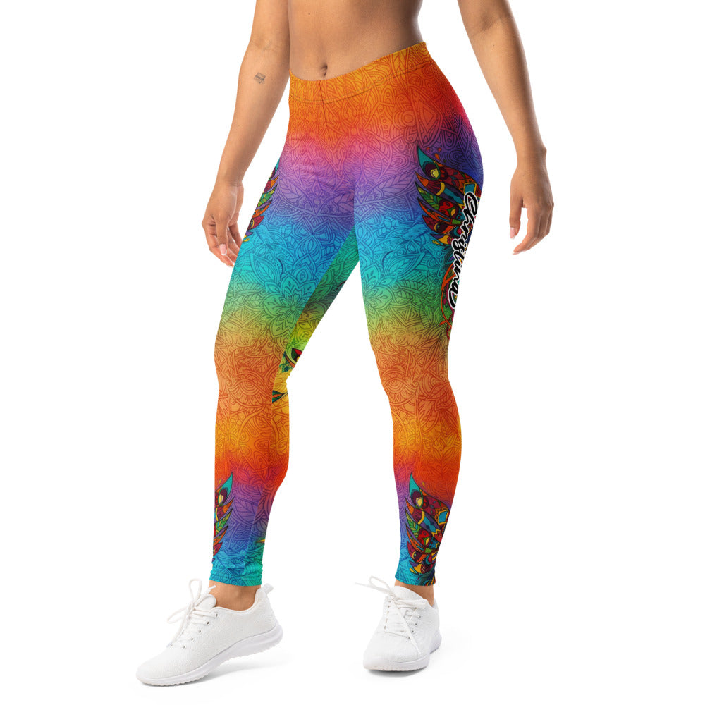 Personalisierte Damen Sportleggings Regenbogen Mandala Muster Bunt Yoga Fitness Leggings X549