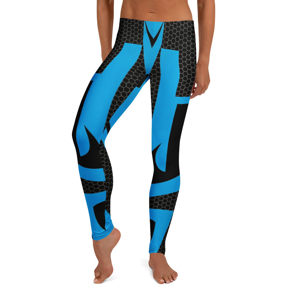 Personalisierte Sportleggings Damen Blau Schwarz Wabenmuster Fitness Leggings Abstraktes Design Yoga Tights G871
