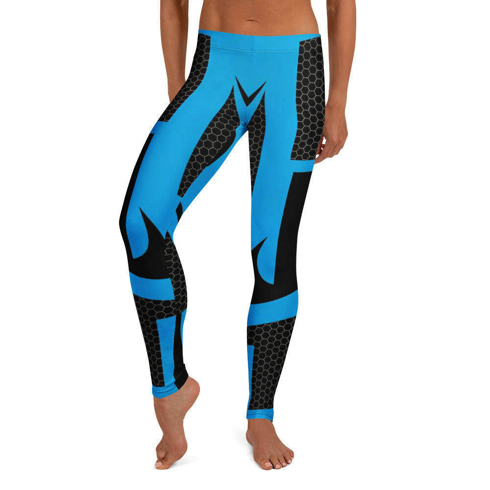 Personalisierte Sportleggings Damen Blau Schwarz Geometrisches Wabenmuster Design Fitness Leggings Yoga Hose Z494