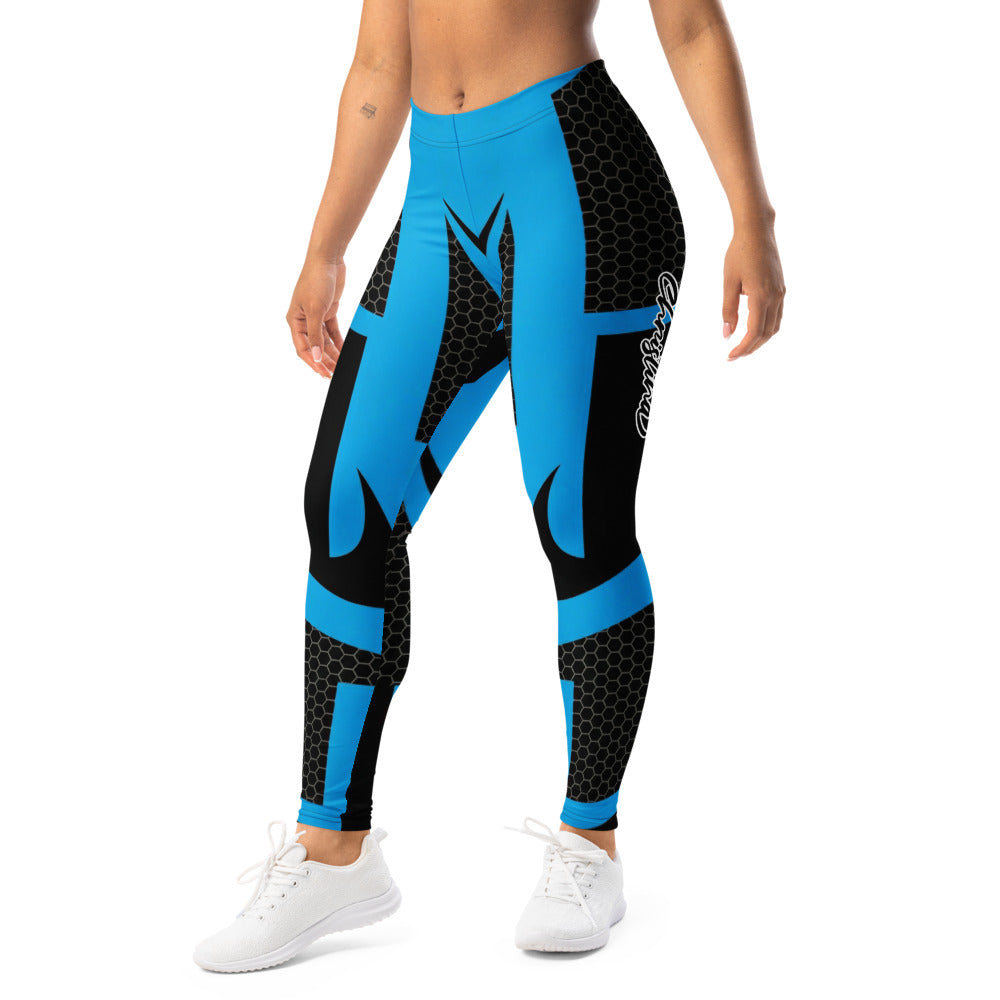 Personalisierte Sportleggings Damen Blau Schwarz Geometrisches Wabenmuster Design Fitness Leggings Yoga Hose Z494