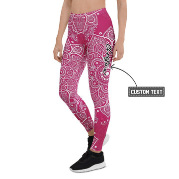 Personalisierte Damen Yoga Leggings Mandala Muster Beere Weiß Fitness Sportleggings D472 - XL