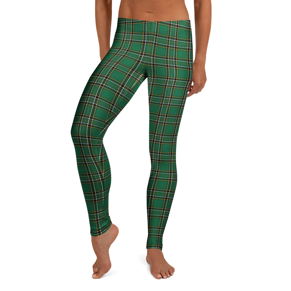 Personalisierte Damen Sportleggings Karomuster Grün Schottenkaro Fitness Leggings Yoga Hose Kariert R778