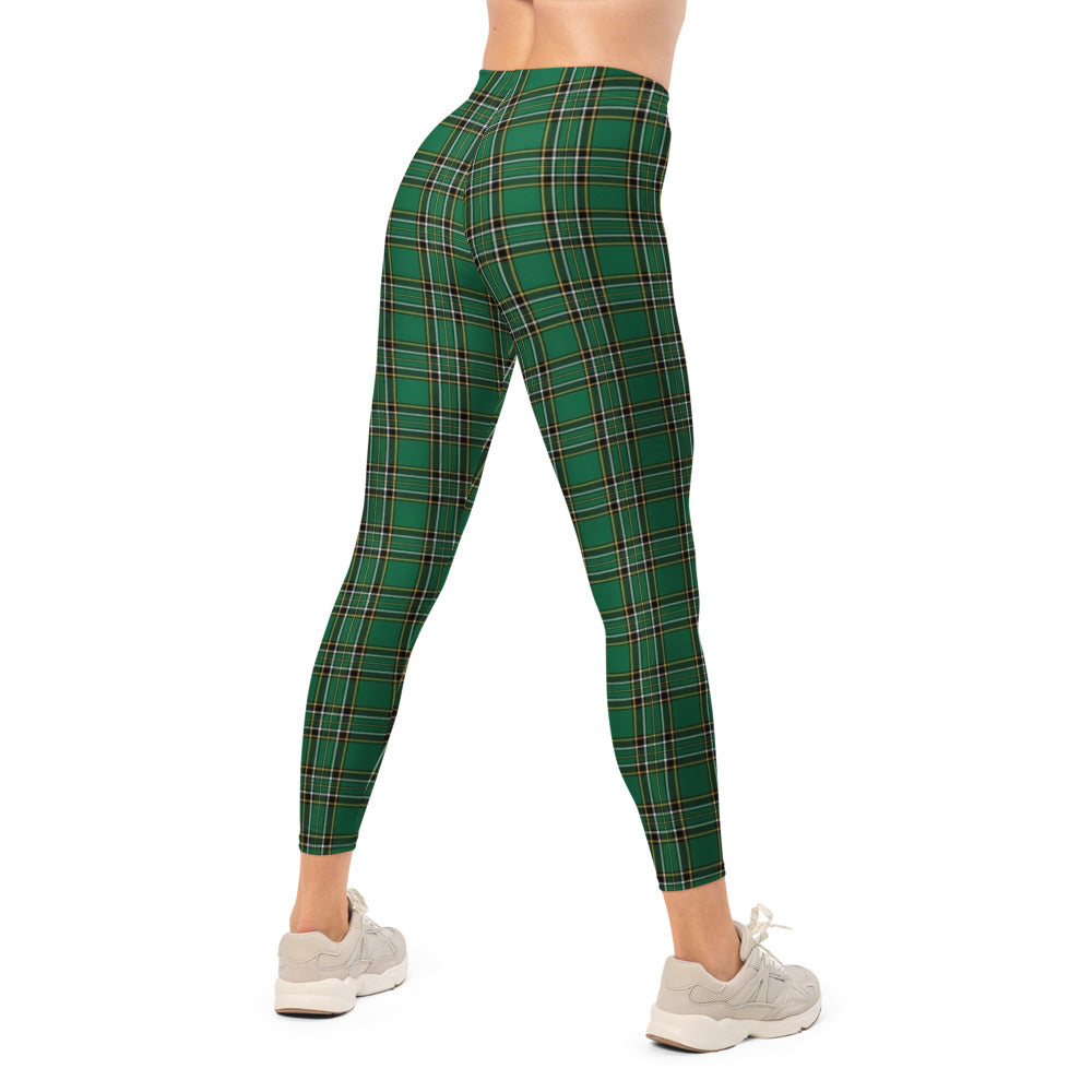 Personalisierte Damen Sportleggings Karomuster Grün Schottenkaro Fitness Leggings Yoga Hose Kariert R778