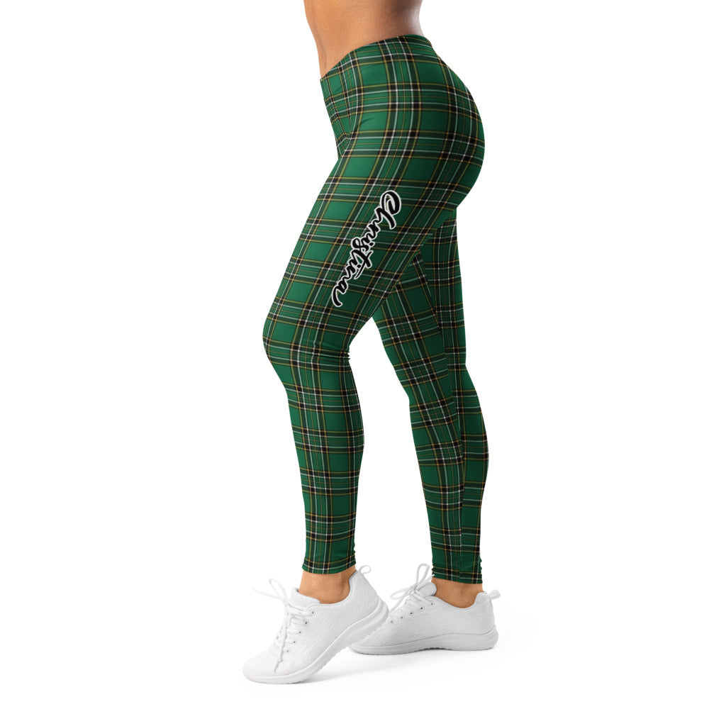Personalisierte Damen Sportleggings Karomuster Grün Schottenkaro Fitness Leggings Yoga Hose Kariert R778