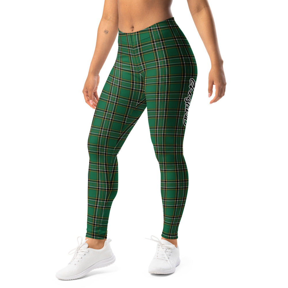 Personalisierte Damen Sportleggings Karomuster Grün Schottenkaro Fitness Leggings Yoga Hose Kariert R778