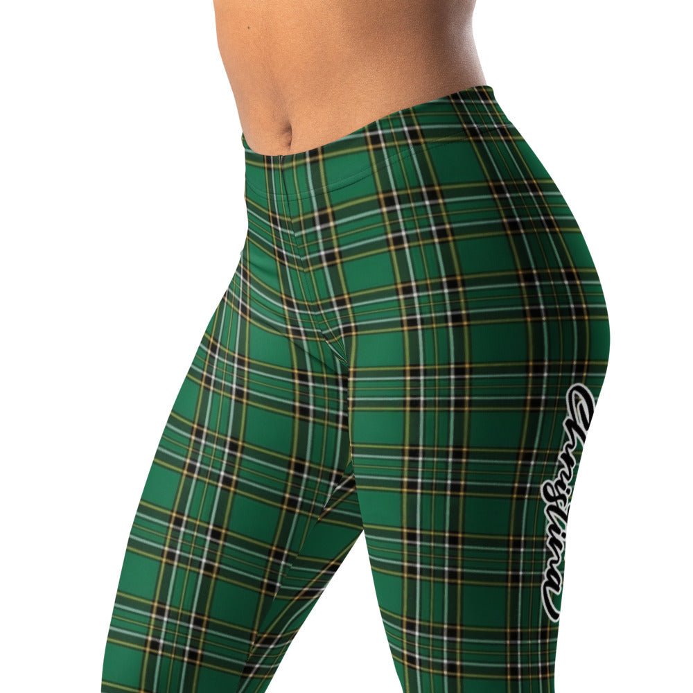 Personalisierte Damen Sportleggings Karomuster Grün Schottenkaro Fitness Leggings Yoga Hose Kariert R778