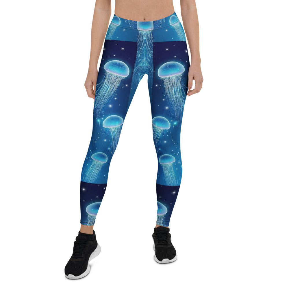 Personalisierte Damen Sportleggings Quallen Motiv Blau Ozean Design Fitness Yoga Leggings S247