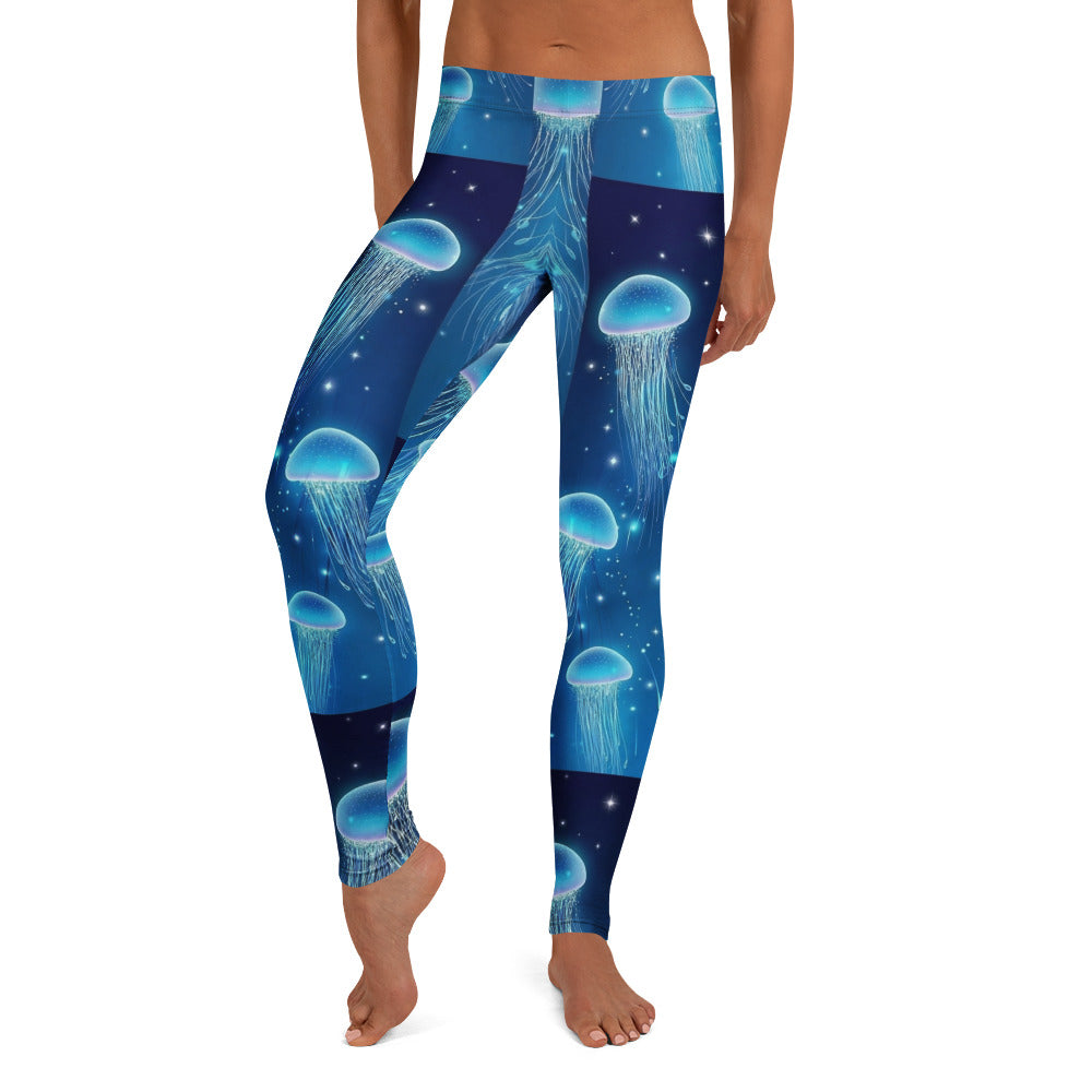 Personalisierte Damen Sportleggings Quallen Motiv Blau Ozean Design Fitness Yoga Leggings S247